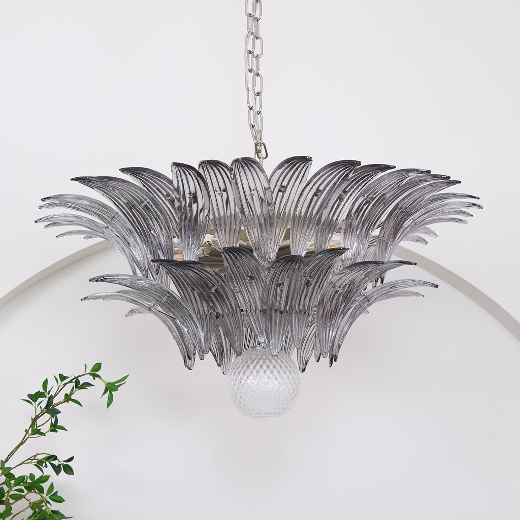 Murano Palmette Transparent Candelabrum Chandelier