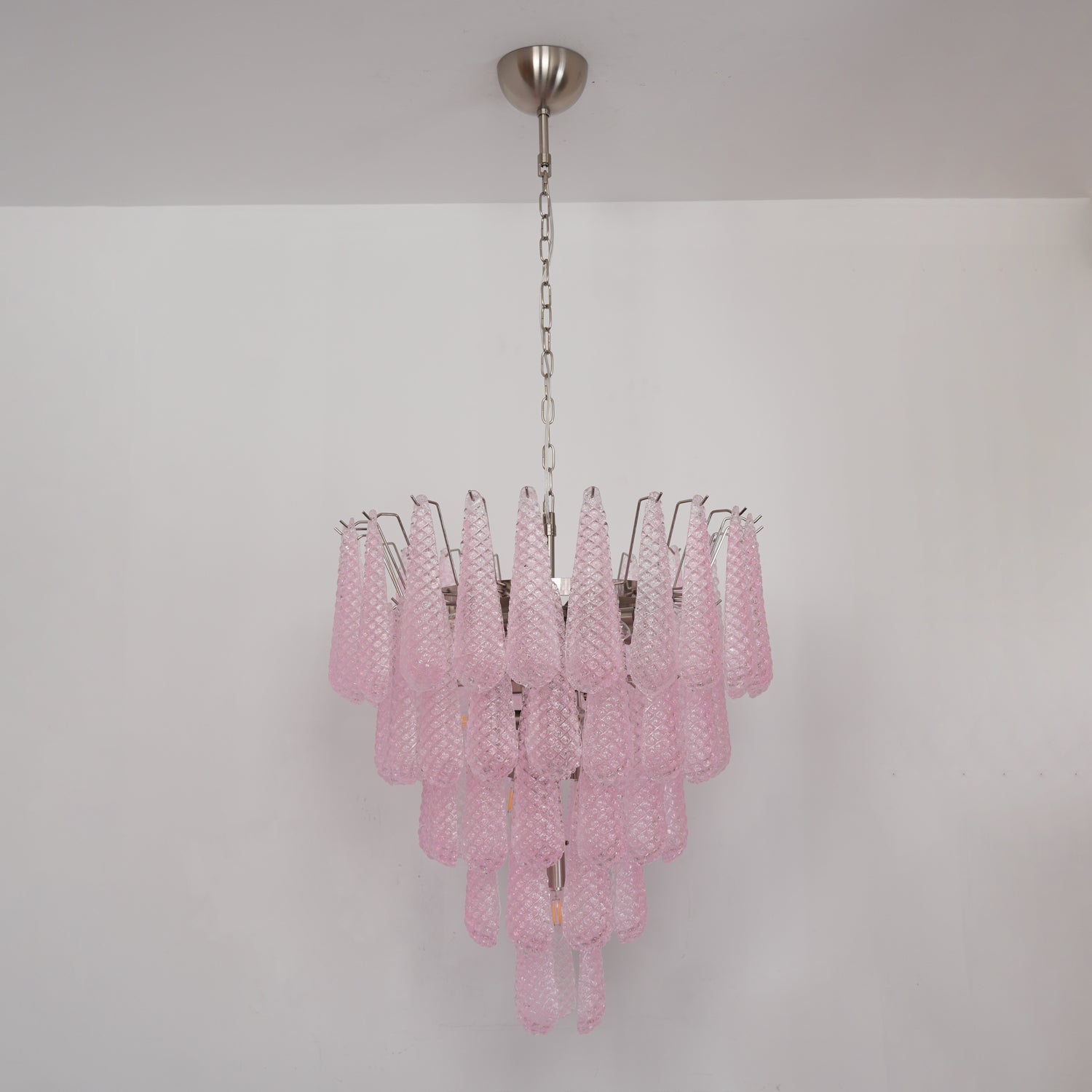 Murano Pink Glass Droplet Chandelier