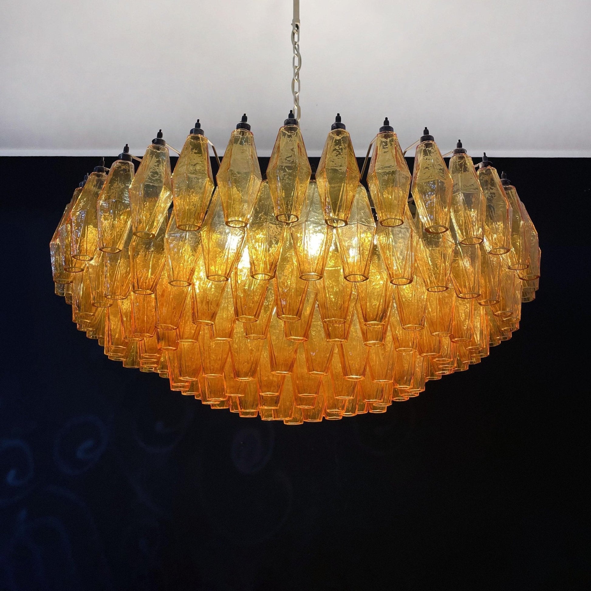 Murano Rhombus Amber Glass Crown Chandelier