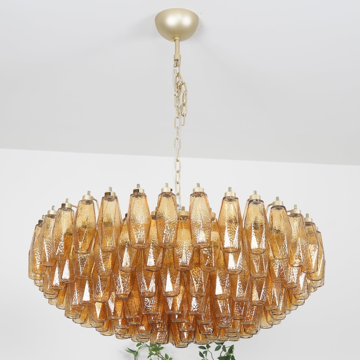 Murano Rhombus Amber Glass Crown Chandelier