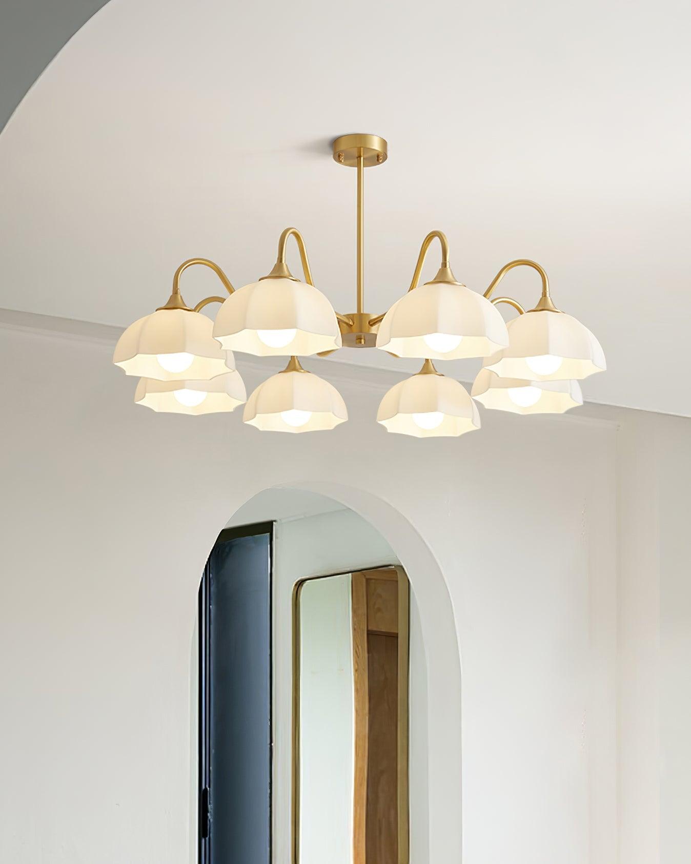 Octagonal Glass Bowl Ceiling fixture Chandelier