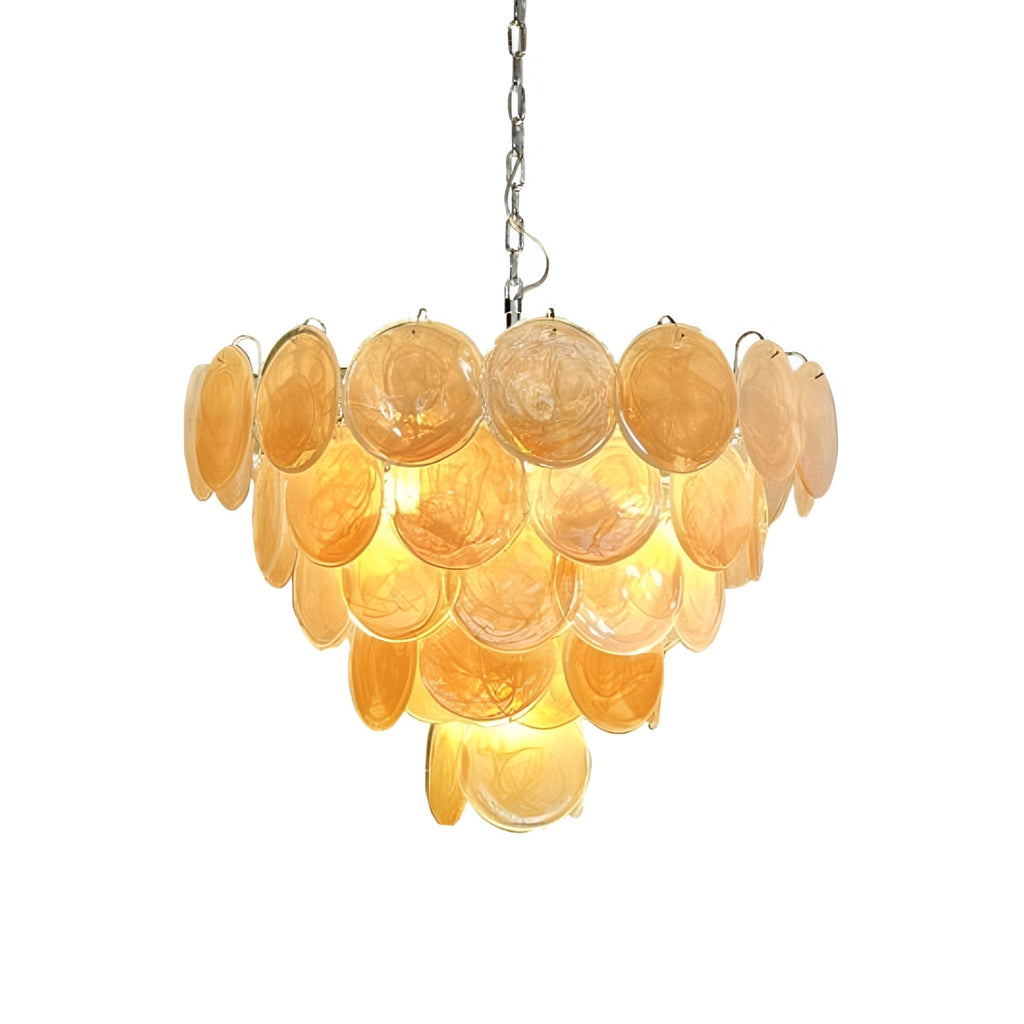 Orange Murano Disc Electrolier Chandelier