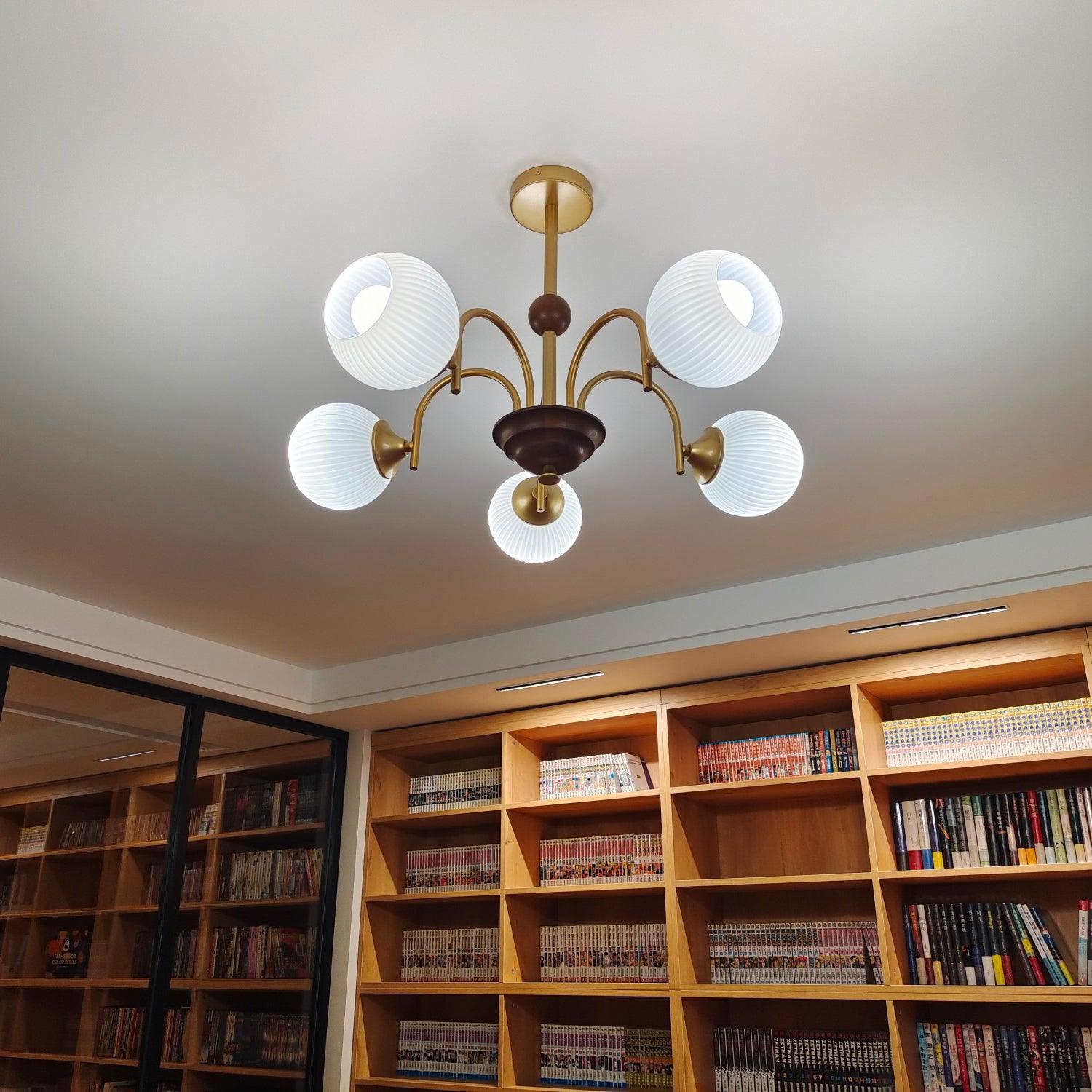 Sculptural Glass Ribbed Pendant light Chandelier