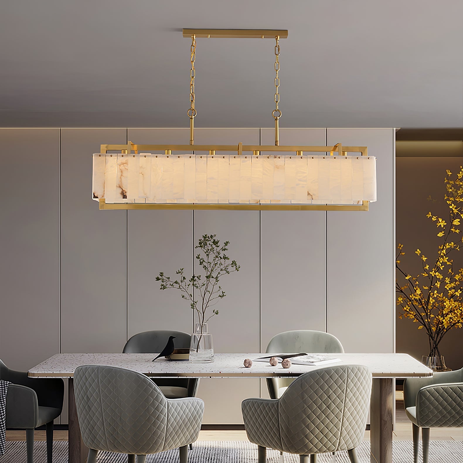 Solstice Bar Alabaster Chandelier