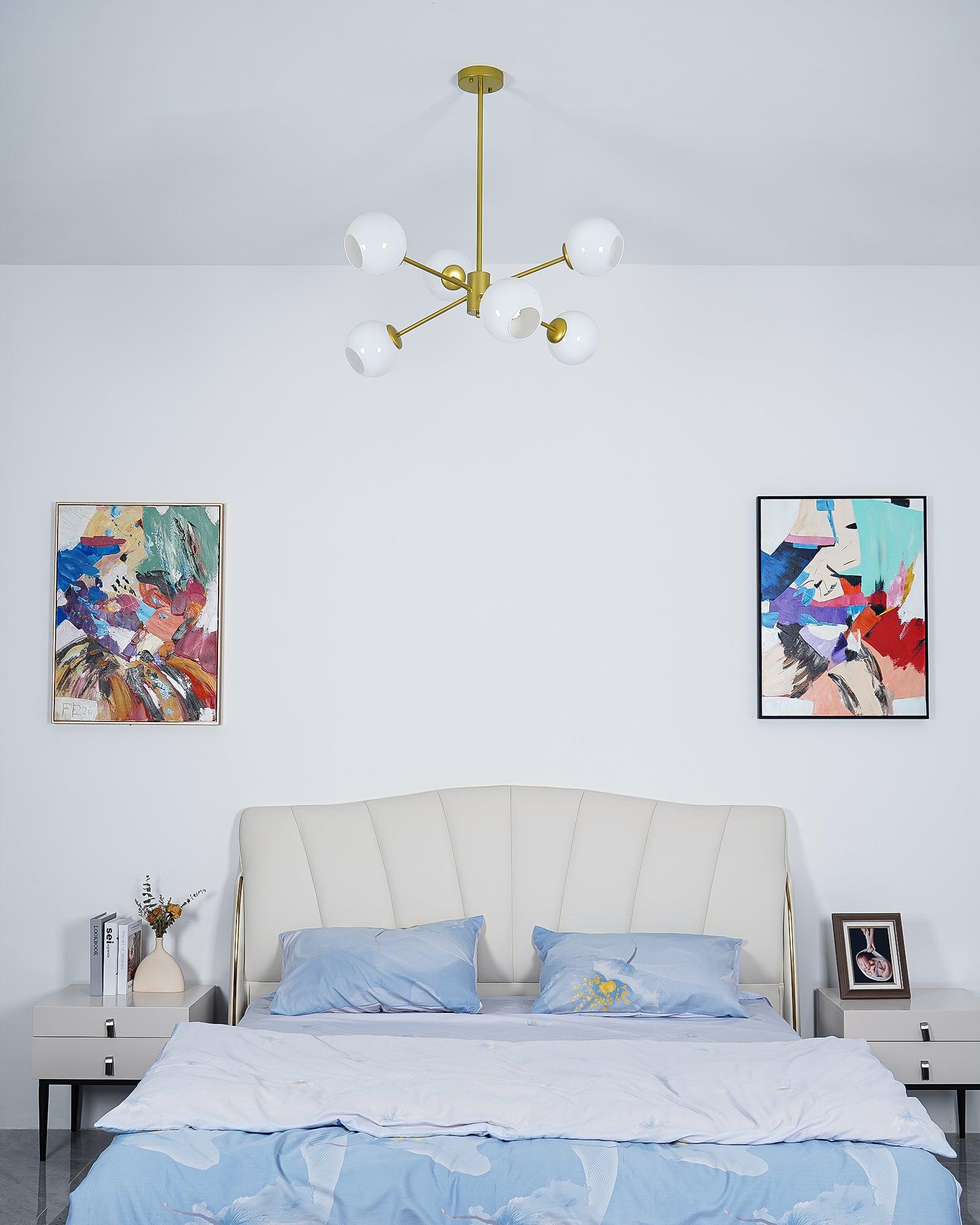 Staggered Glass 6 Light Crown Chandelier
