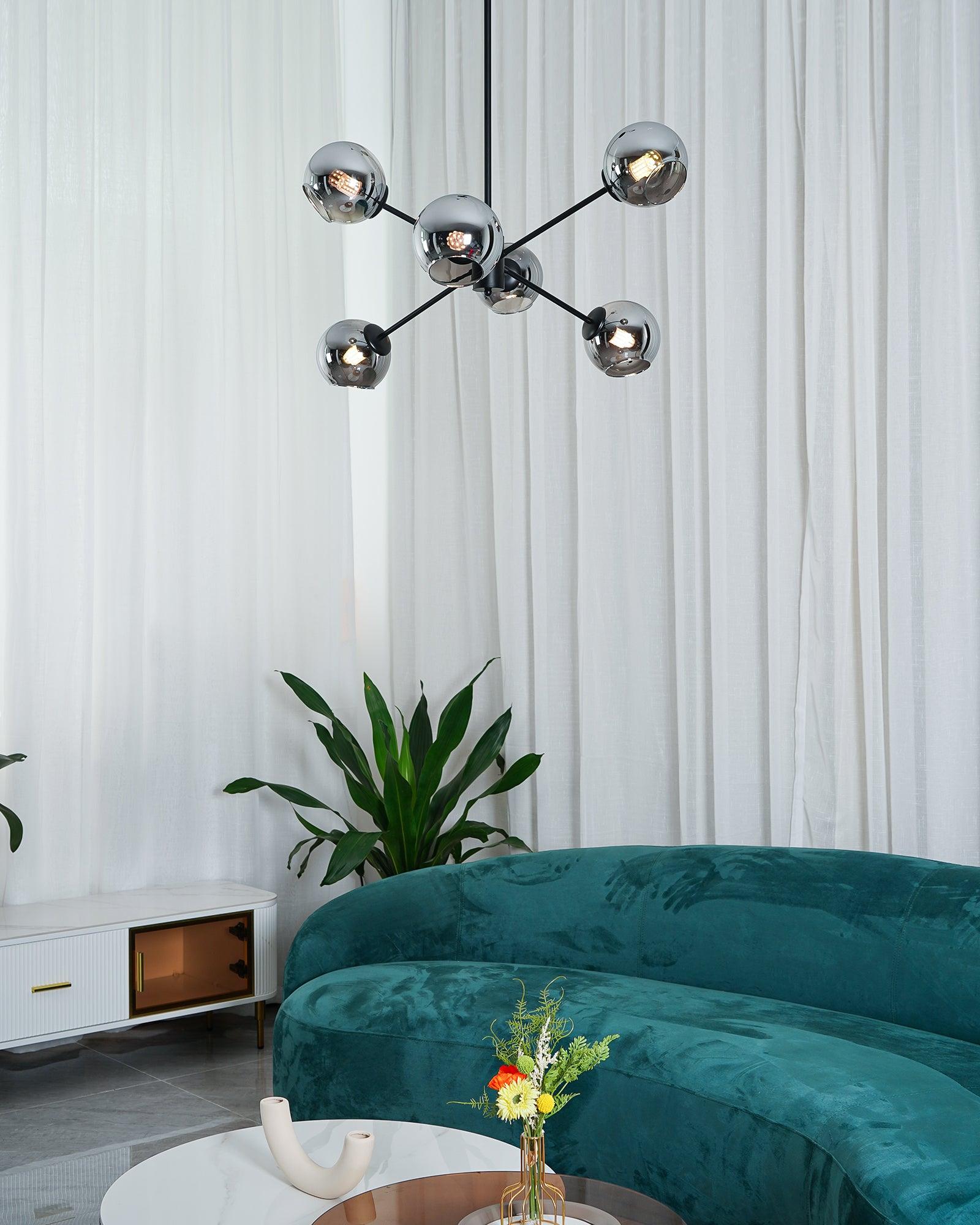 Staggered Glass 6 Light Crown Chandelier