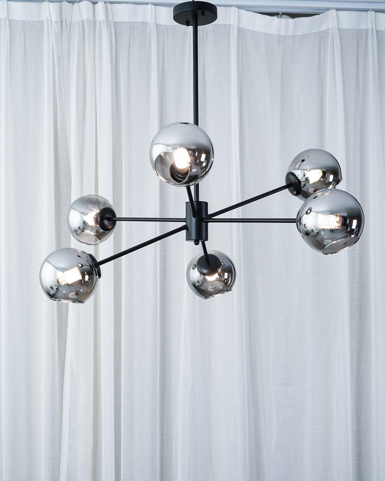 Staggered Glass 6 Light Crown Chandelier