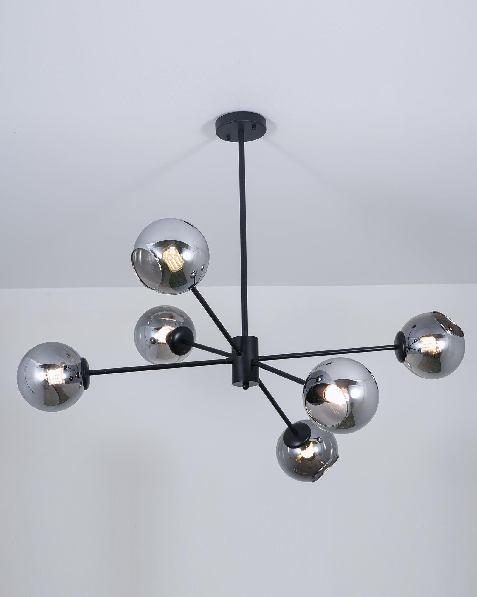 Staggered Glass 6 Light Crown Chandelier