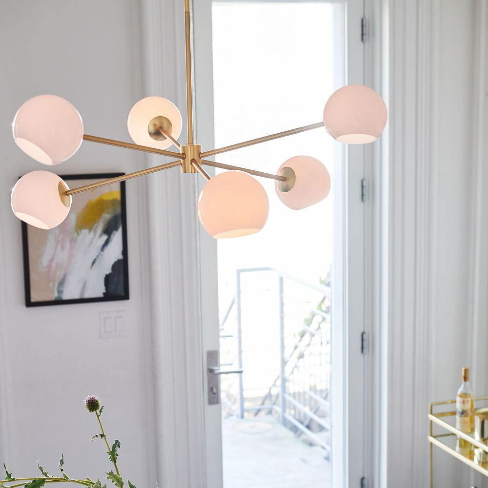 Staggered Glass 6 Light Crown Chandelier