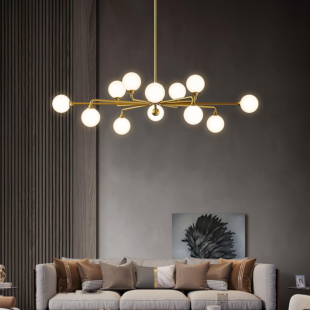 Staggered Glass Globes Candelabrum Chandelier