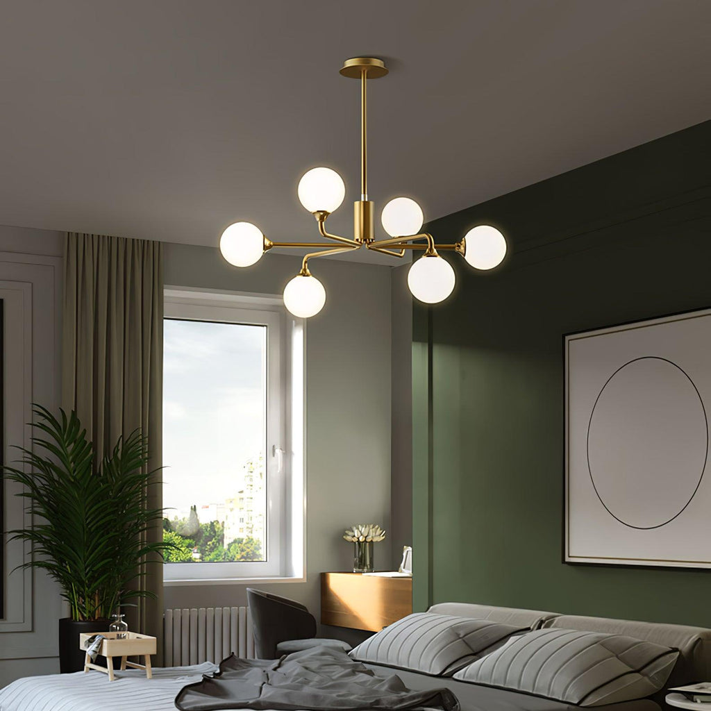 Staggered Glass Globes Candelabrum Chandelier