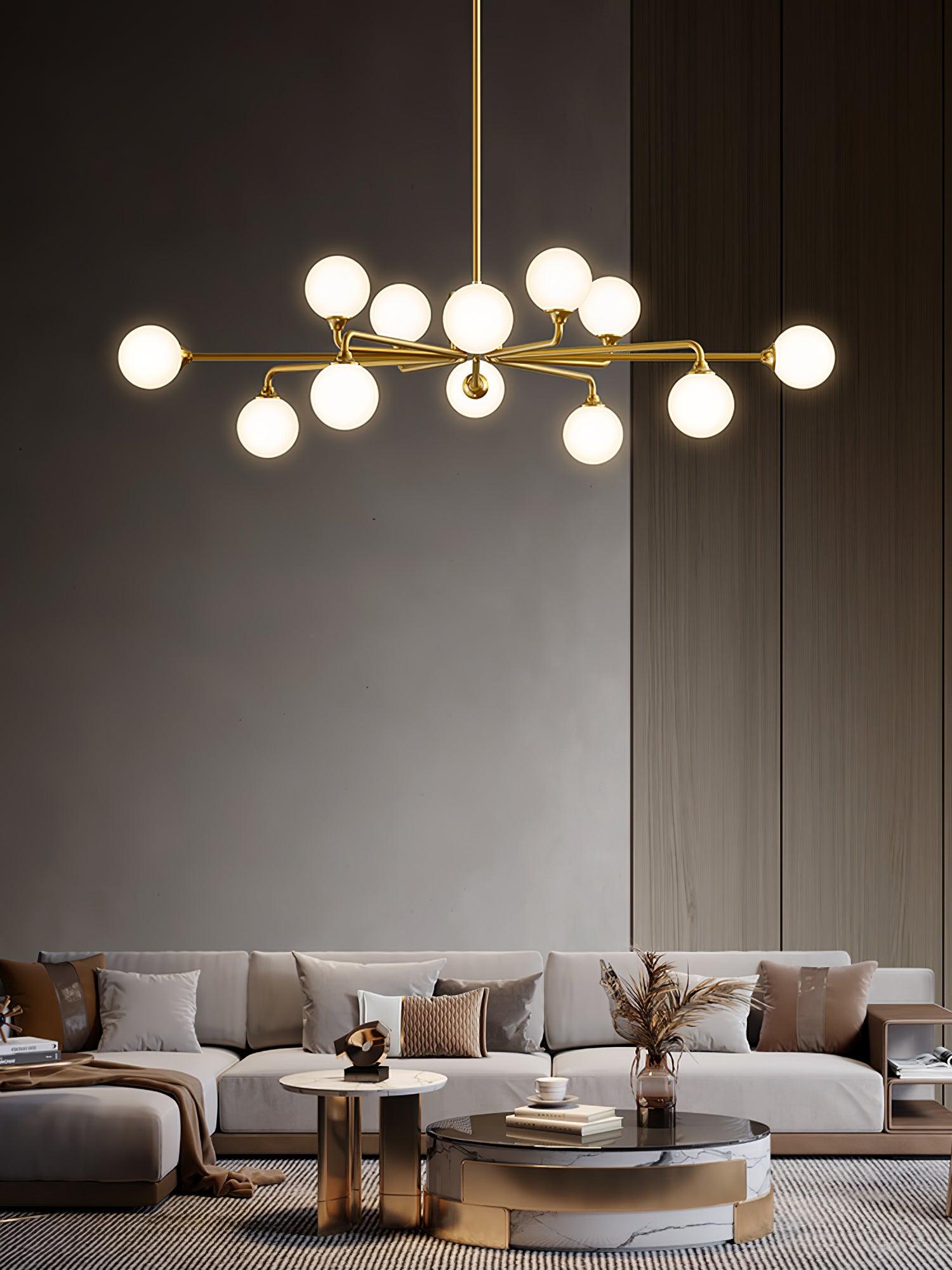 Staggered Glass Globes Candelabrum Chandelier