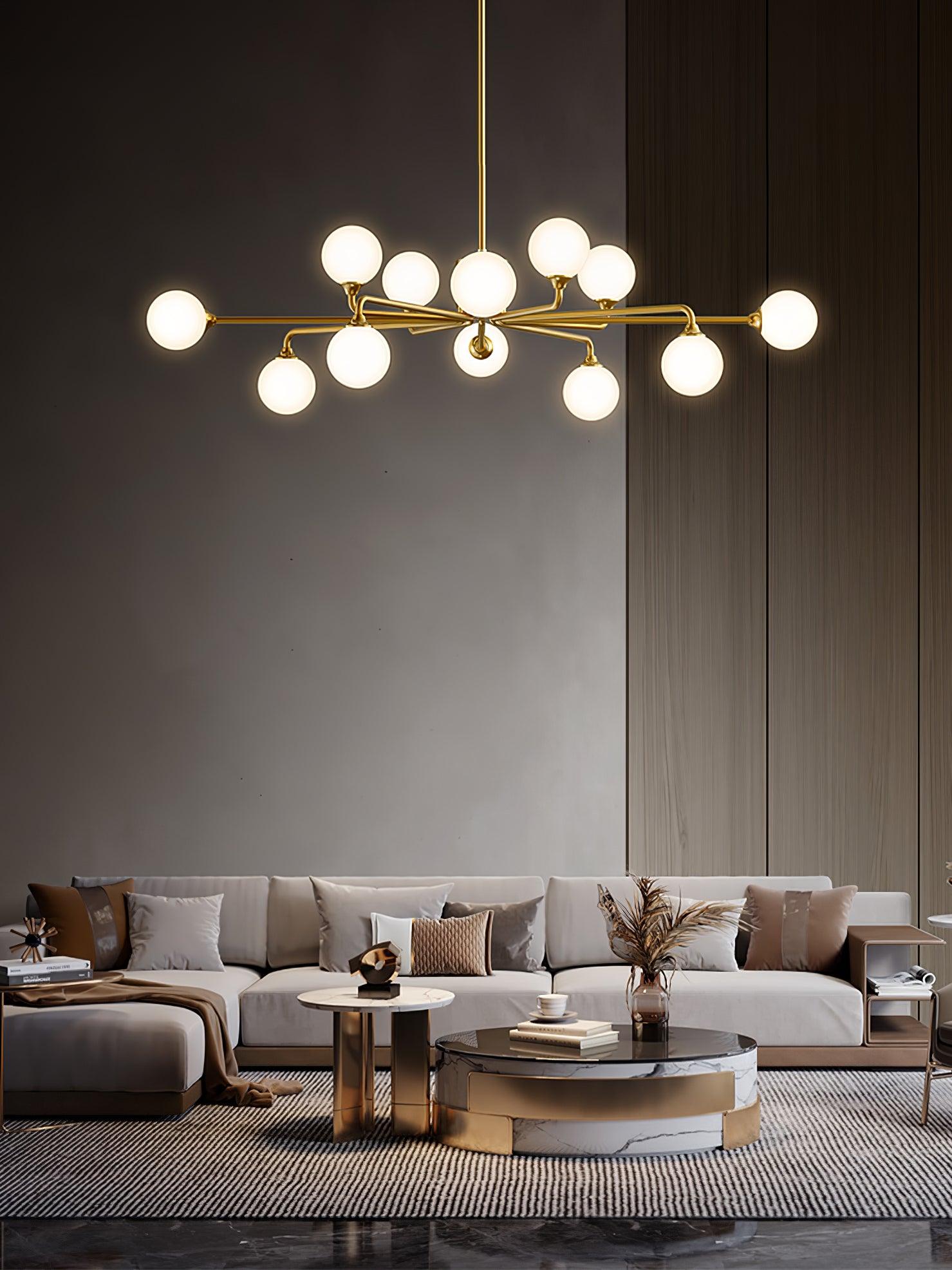 Staggered Glass Globes Candelabrum Chandelier