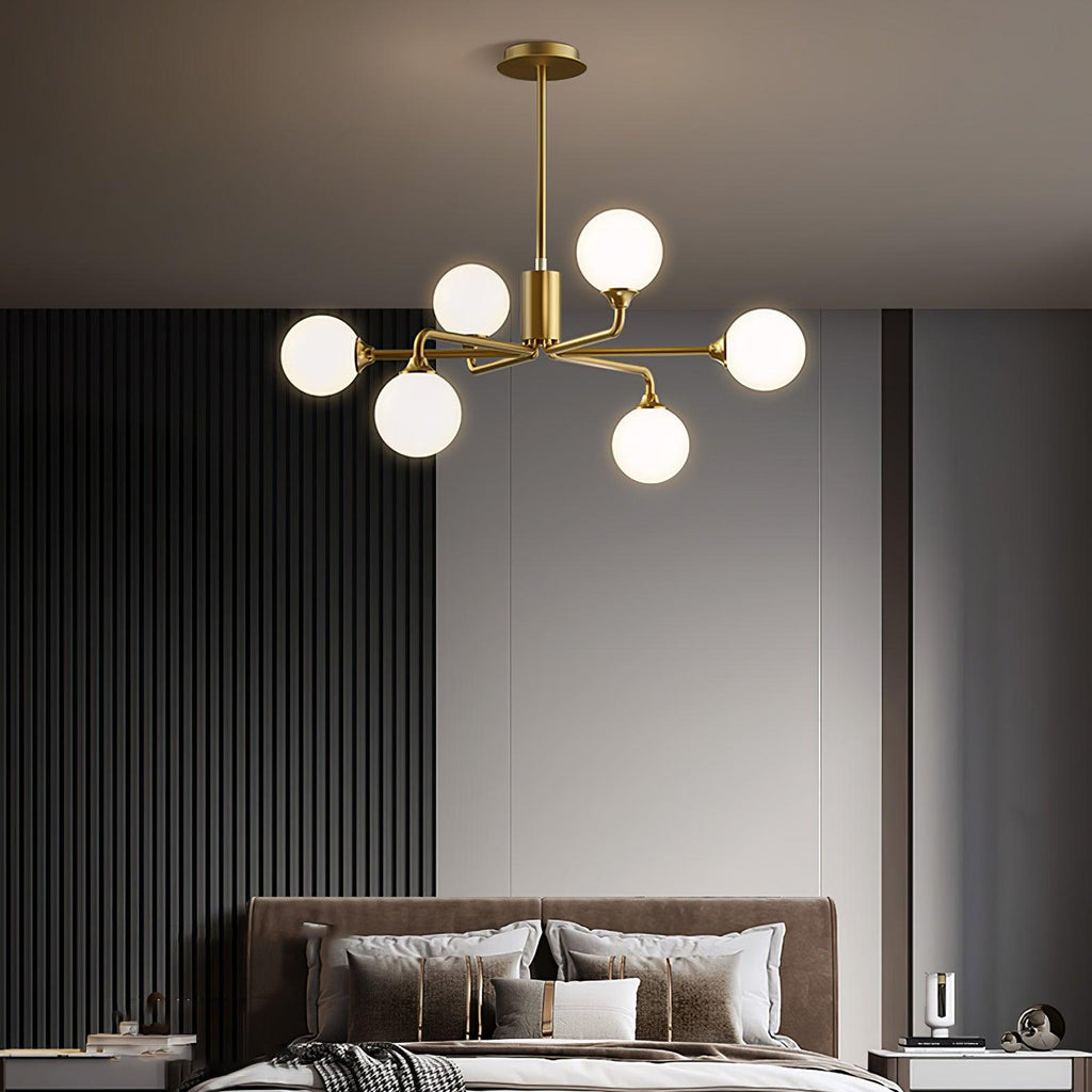 Staggered Glass Globes Candelabrum Chandelier