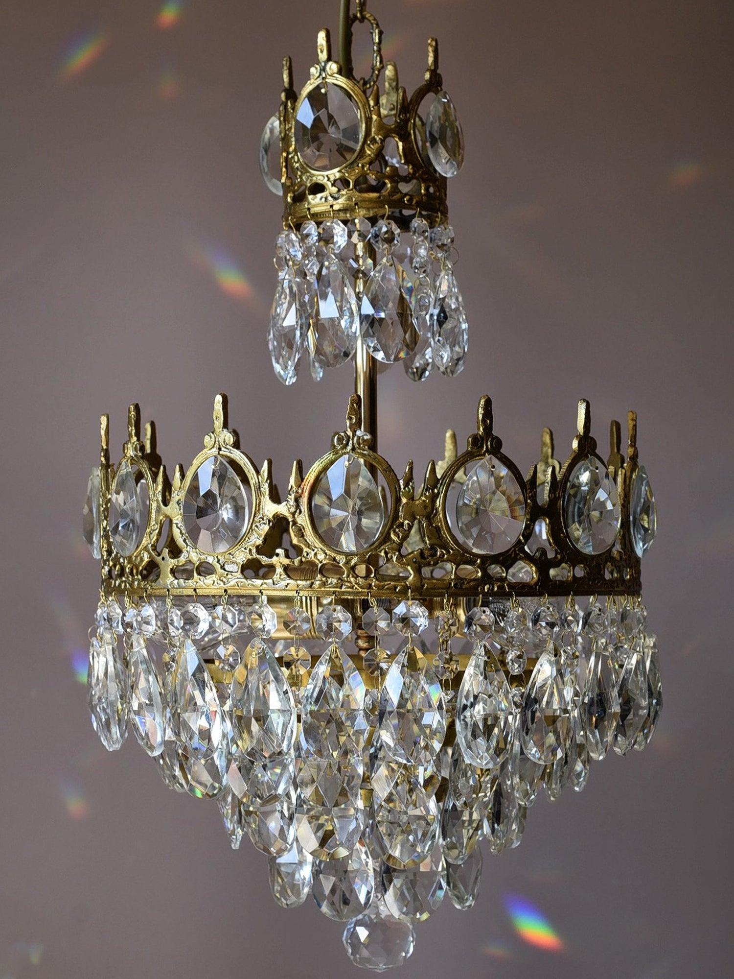 Vintage Crystal Crown Chandelier
