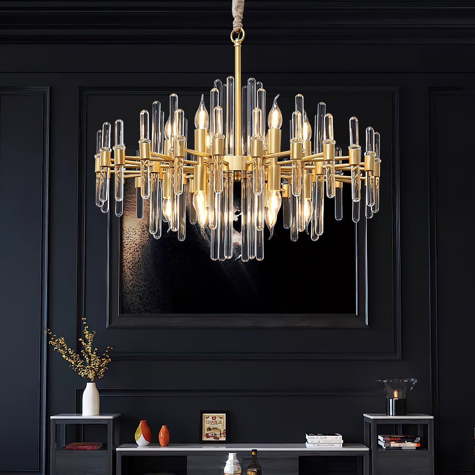 Vintage Antique Brass Electrolier Chandelier