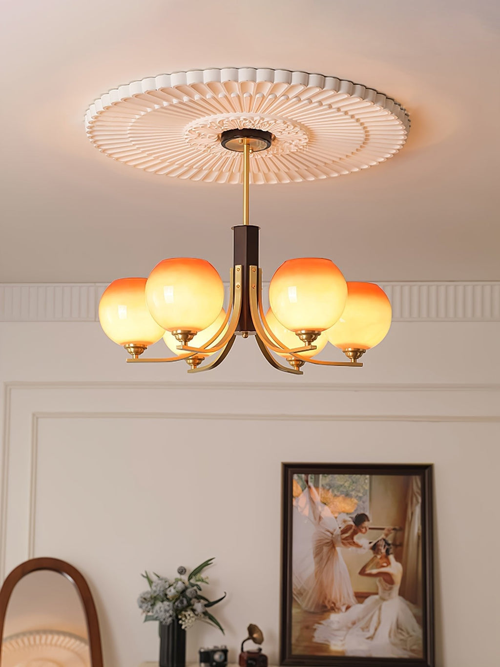 Vintage Caramel Globe Pendant light Chandelier