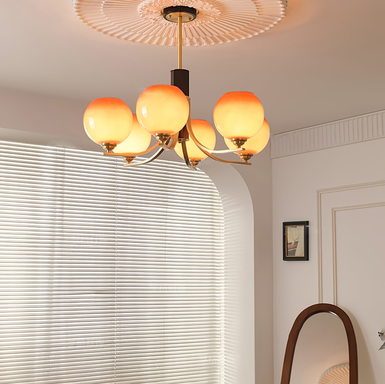 Vintage Caramel Globe Pendant light Chandelier
