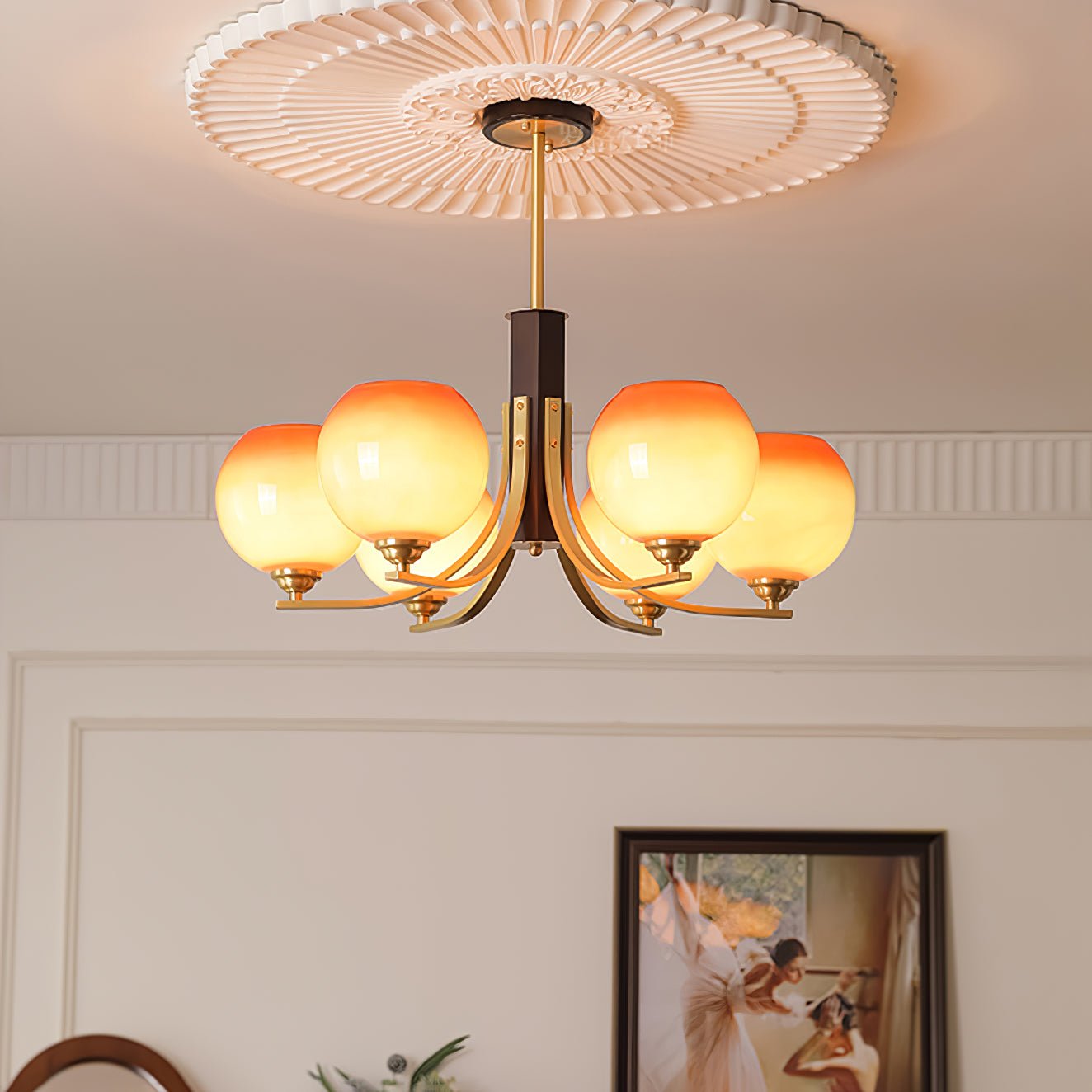 Vintage Caramel Globe Pendant light Chandelier