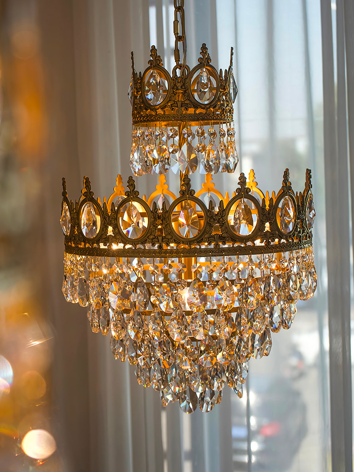 Vintage Crystal Crown Chandelier