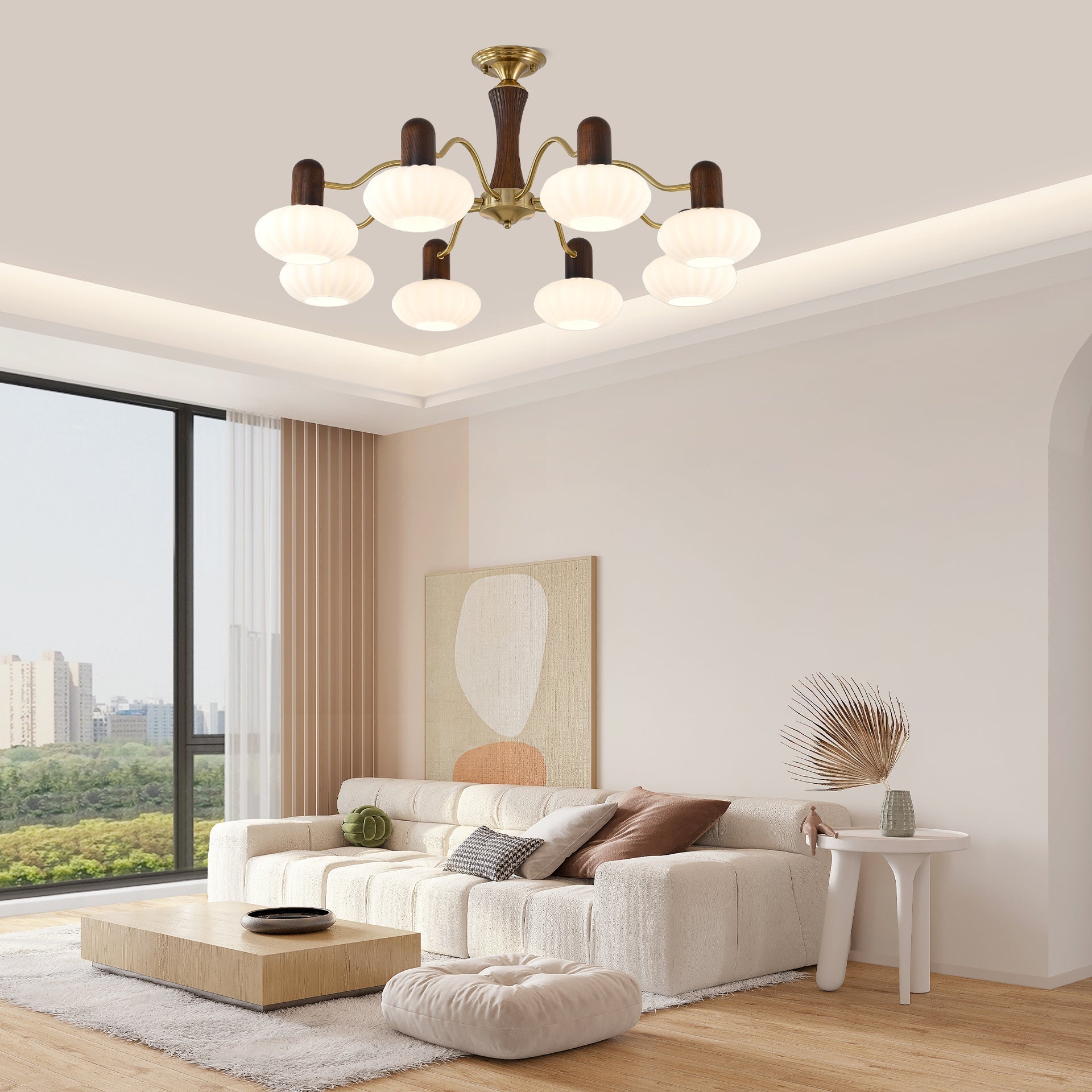 Walnut Color Embrace Gasolier Chandelier