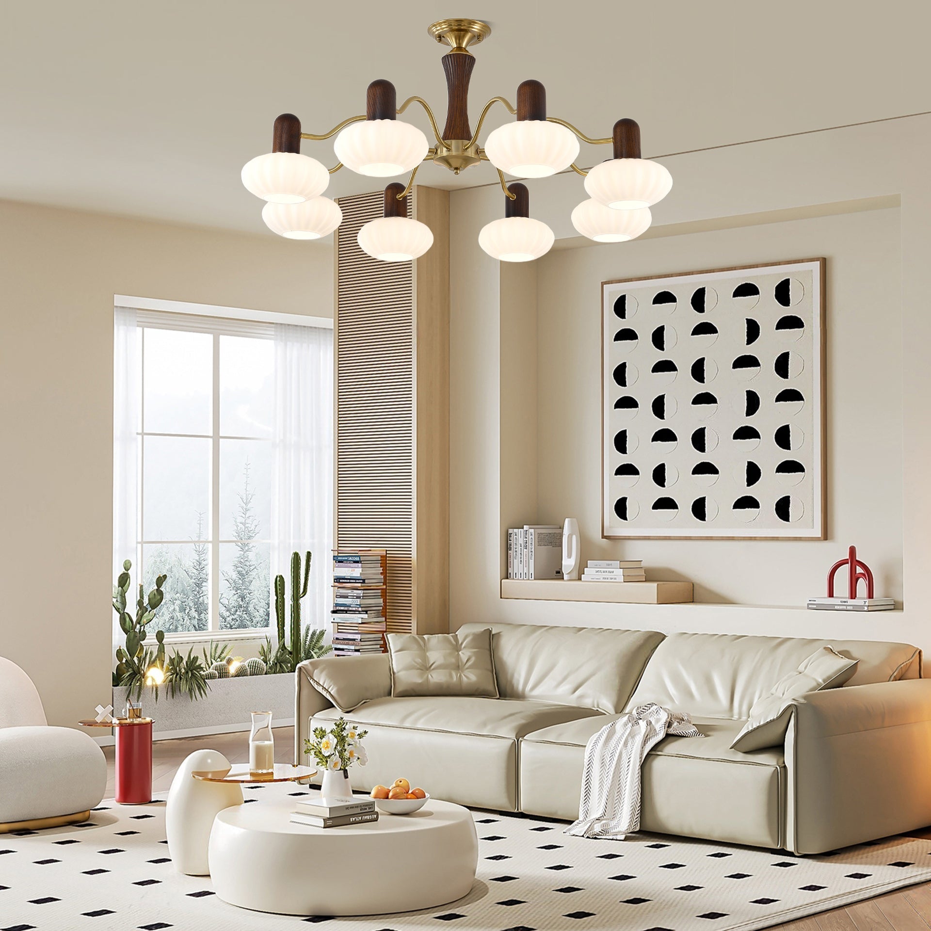 Walnut Color Embrace Gasolier Chandelier