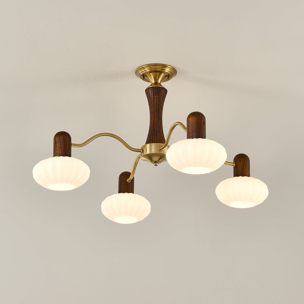 Walnut Color Embrace Gasolier Chandelier