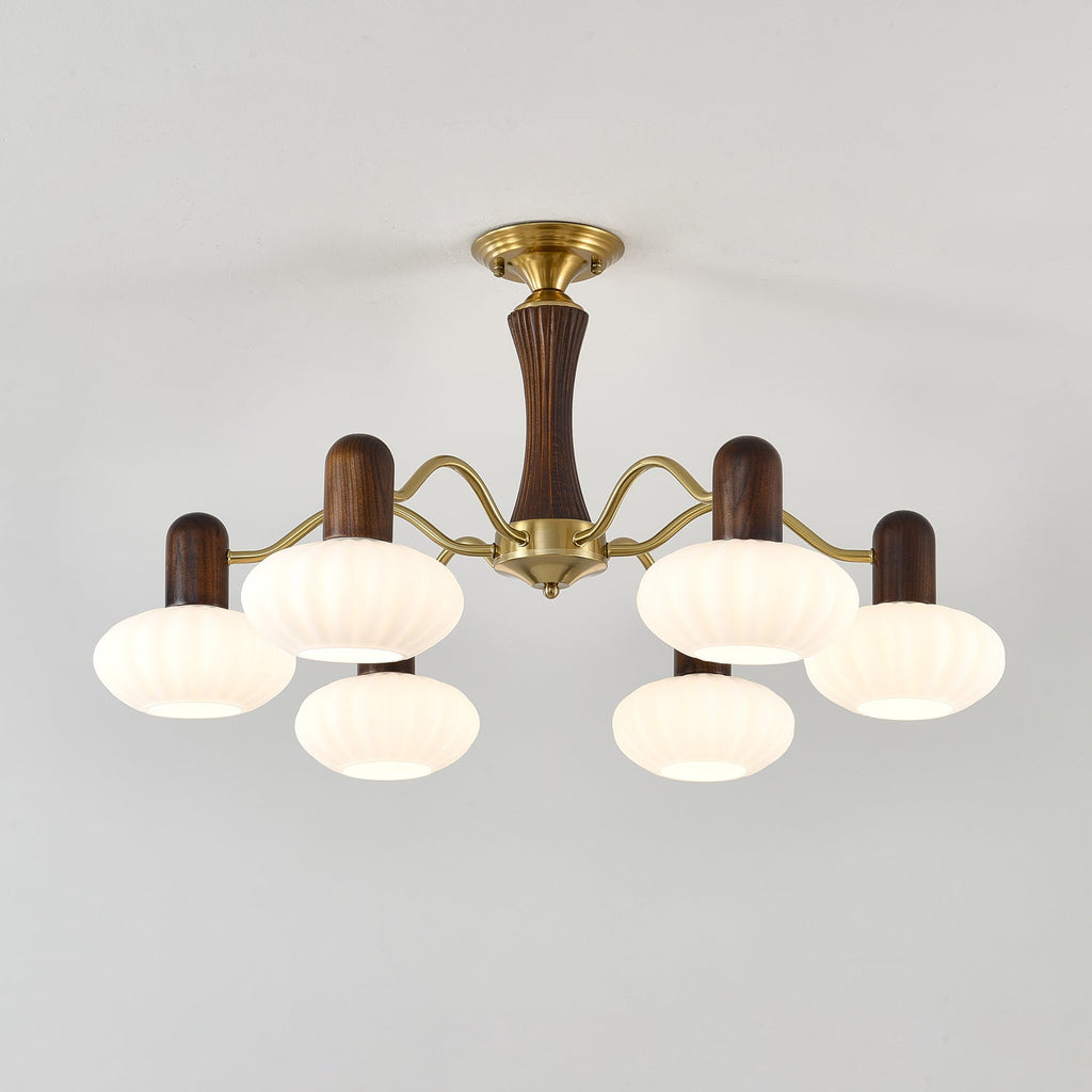 Walnut Color Embrace Gasolier Chandelier