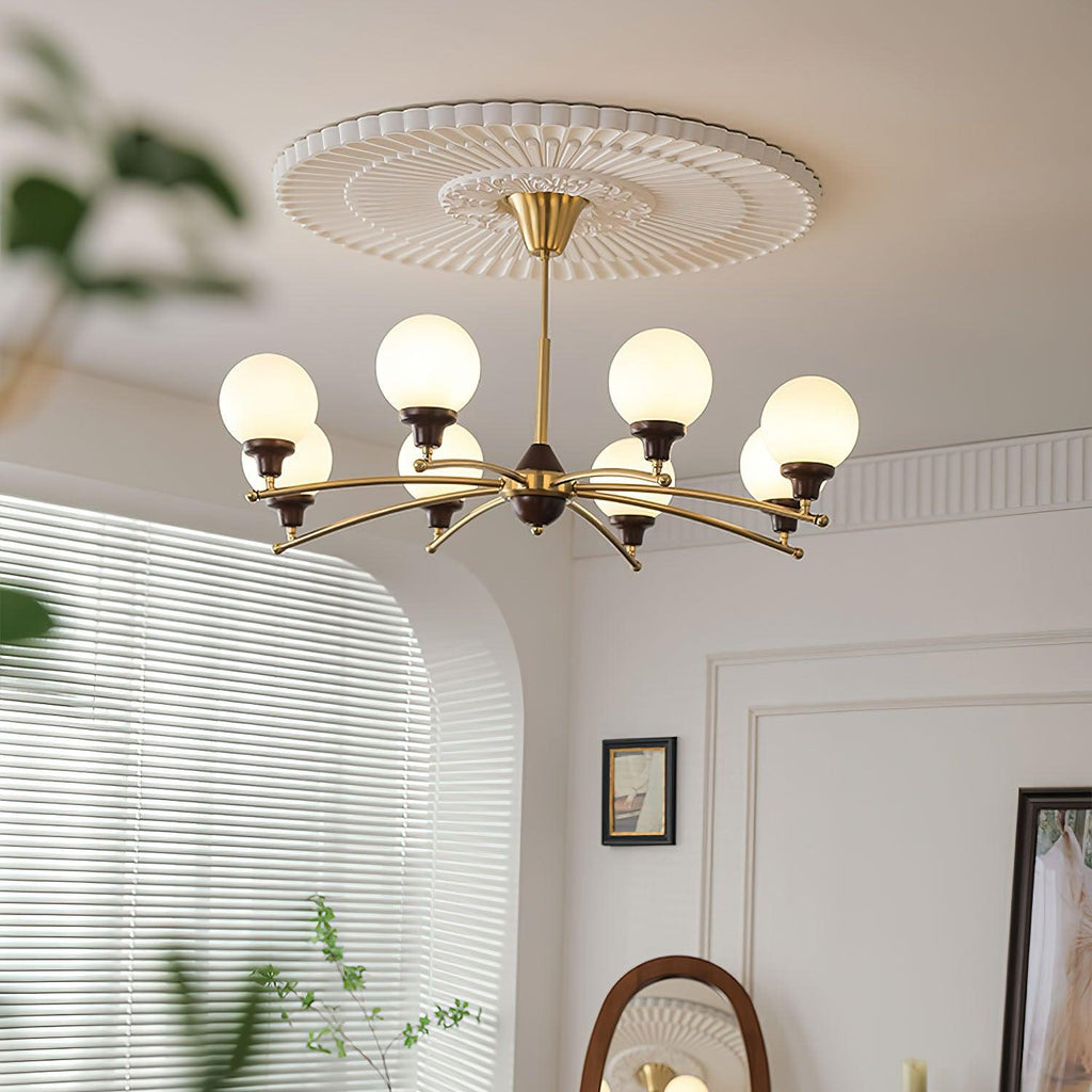 Walnut Glass Ball Electrolier Chandelier
