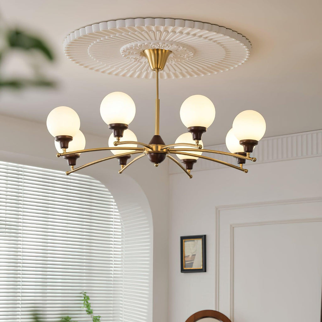 Walnut Glass Ball Electrolier Chandelier