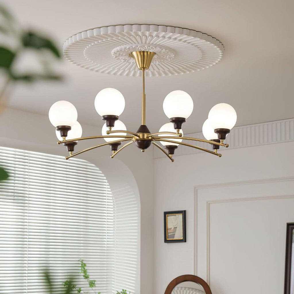 Walnut Glass Ball Electrolier Chandelier