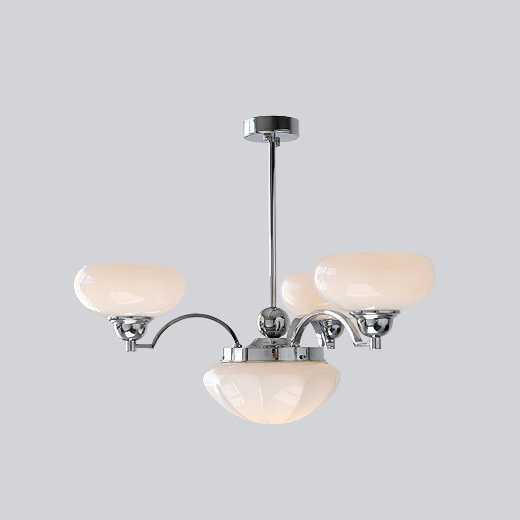 Warre Chandelier 4 heads ? 26.5″ x H 11″ / Dia 70cm x H 28cm / Chrome + White / Warm Light Chandelier