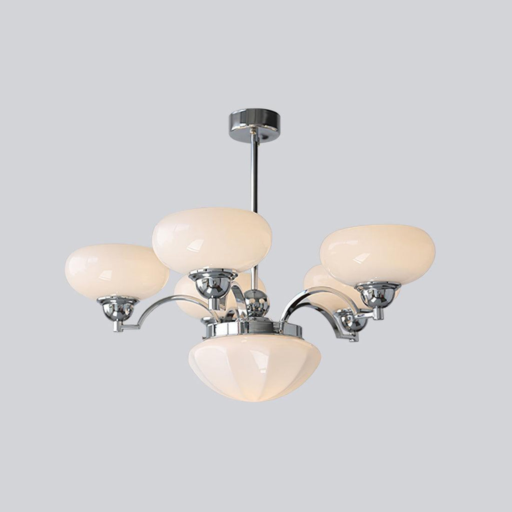 Warre Chandelier 6 heads ? 26.5″ x H 11″ / Dia 70cm x H 28cm / Chrome + White / Warm Light Chandelier