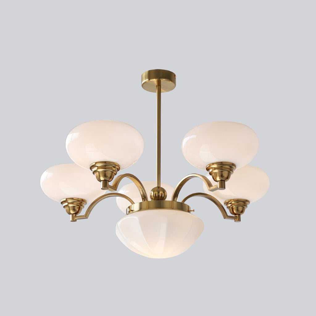 Warre Chandelier 6 heads ? 26.5″ x H 11″ / Dia 70cm x H 28cm / Copper + White / Warm Light Chandelier