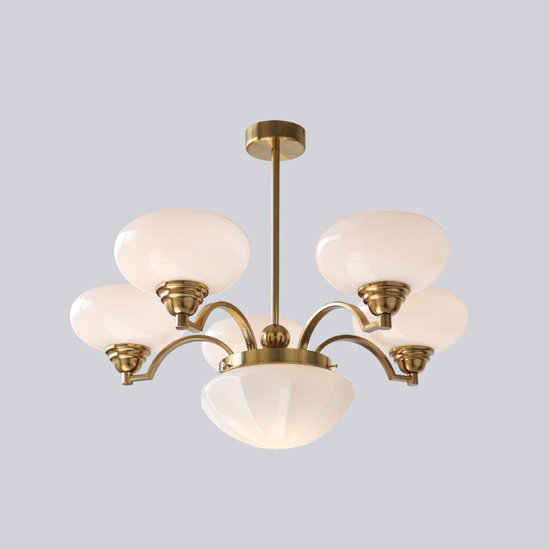 Warre Chandelier 6 heads ? 26.5″ x H 11″ / Dia 70cm x H 28cm / Copper + White / Warm Light Chandelier
