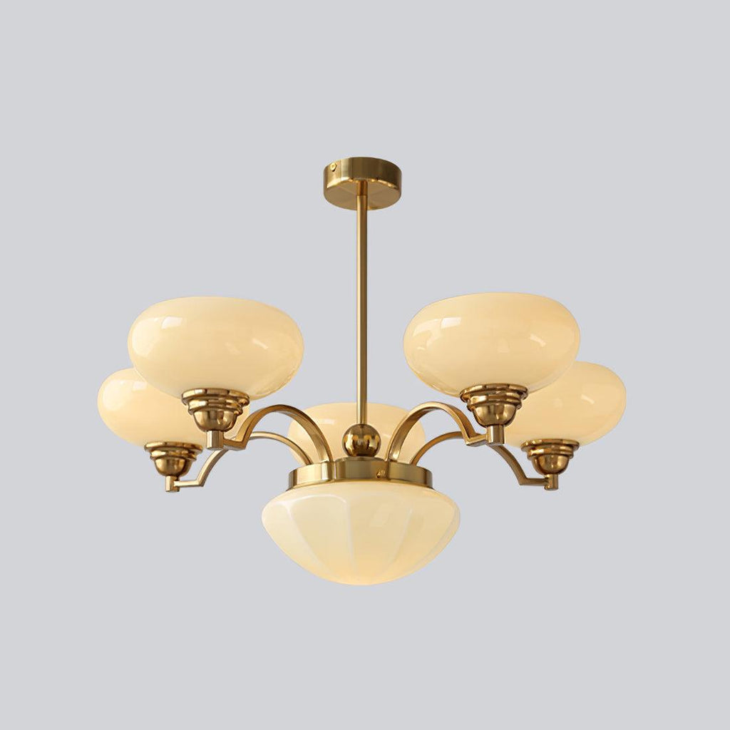 Warre Chandelier 6 heads ? 26.5″ x H 11″ / Dia 70cm x H 28cm / Copper + Beige / Warm Light Chandelier