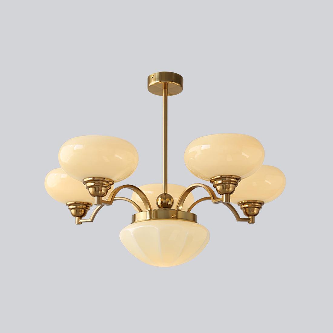 Warre Chandelier 6 heads ? 26.5″ x H 11″ / Dia 70cm x H 28cm / Copper + Beige / Warm Light Chandelier