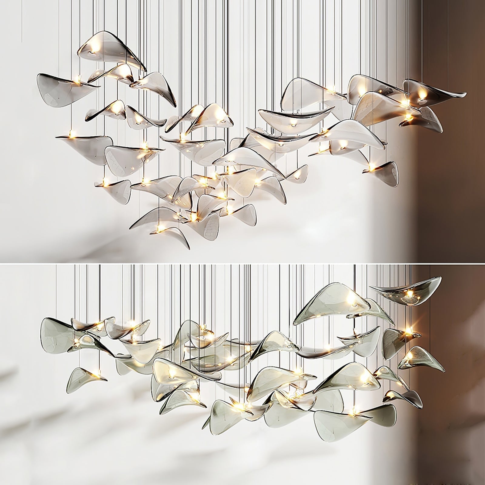 Wave Floating Leaf Crown Chandelier