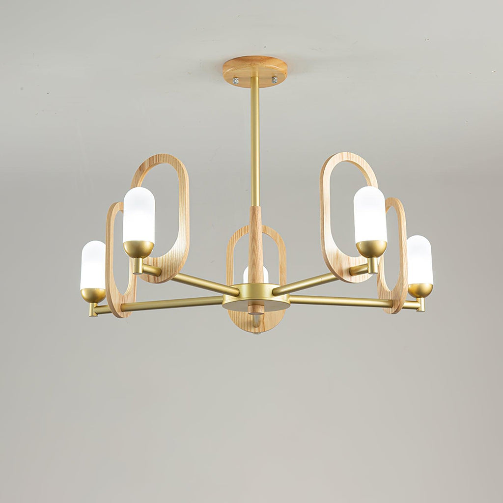Wood Art Halo Candelabrum Chandelier