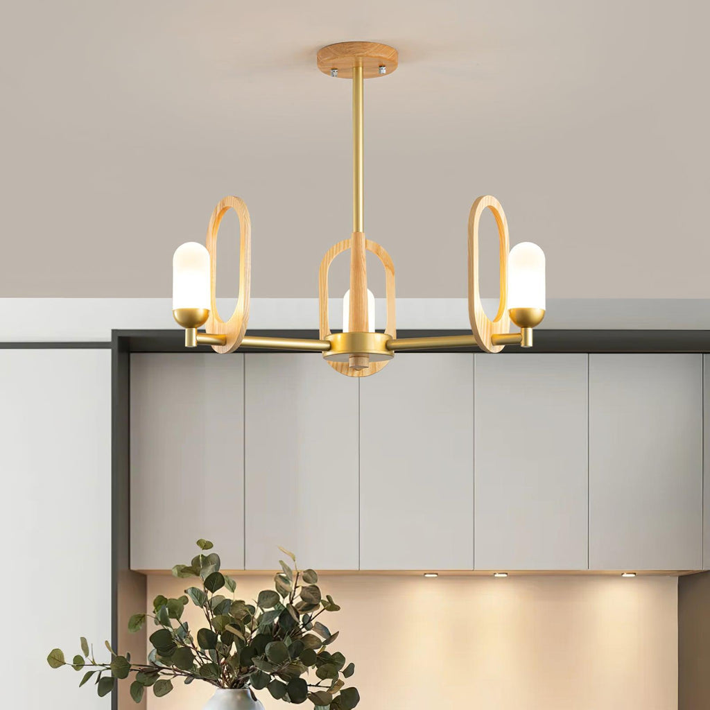 Wood Art Halo Candelabrum Chandelier