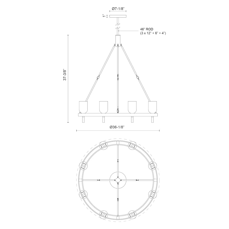 Alora Lighting Lucian 8 Light 37" Wide Ring Chandelier