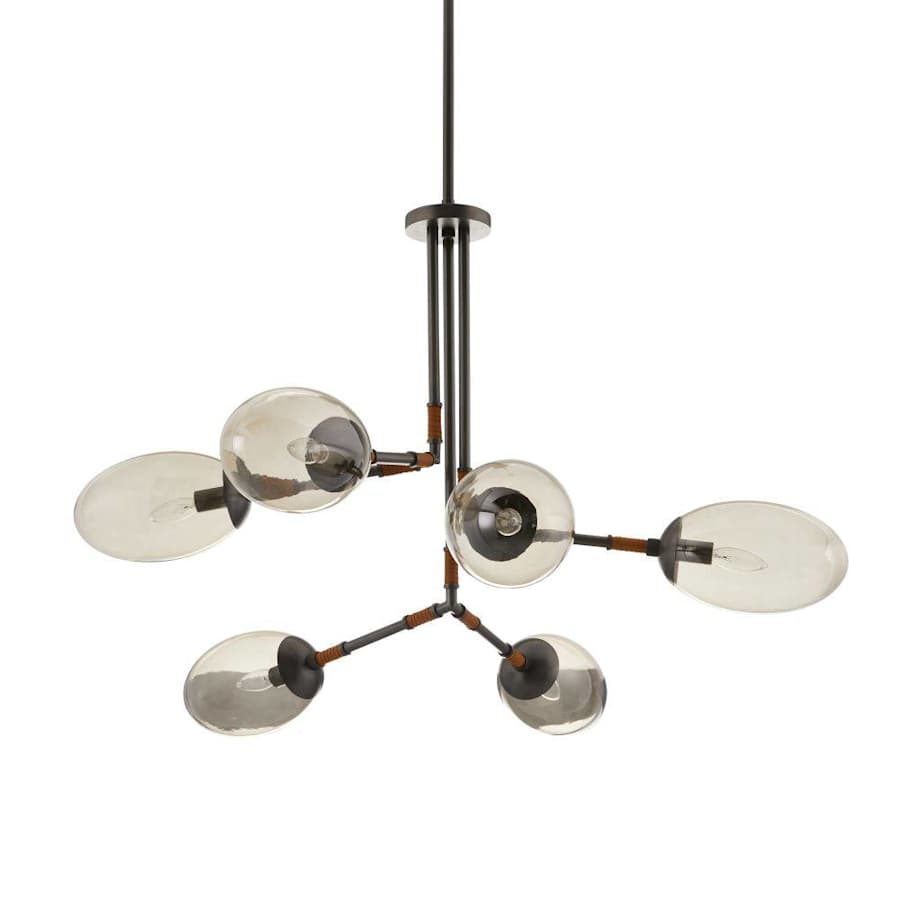 Arteriors Falcon 6 Light 41" Wide Sputnik Chandelier with Smoked Glass Shades