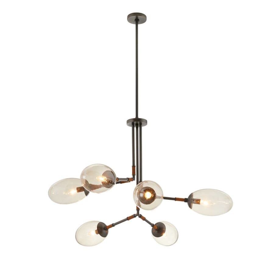 Arteriors Falcon 6 Light 41" Wide Sputnik Chandelier with Smoked Glass Shades
