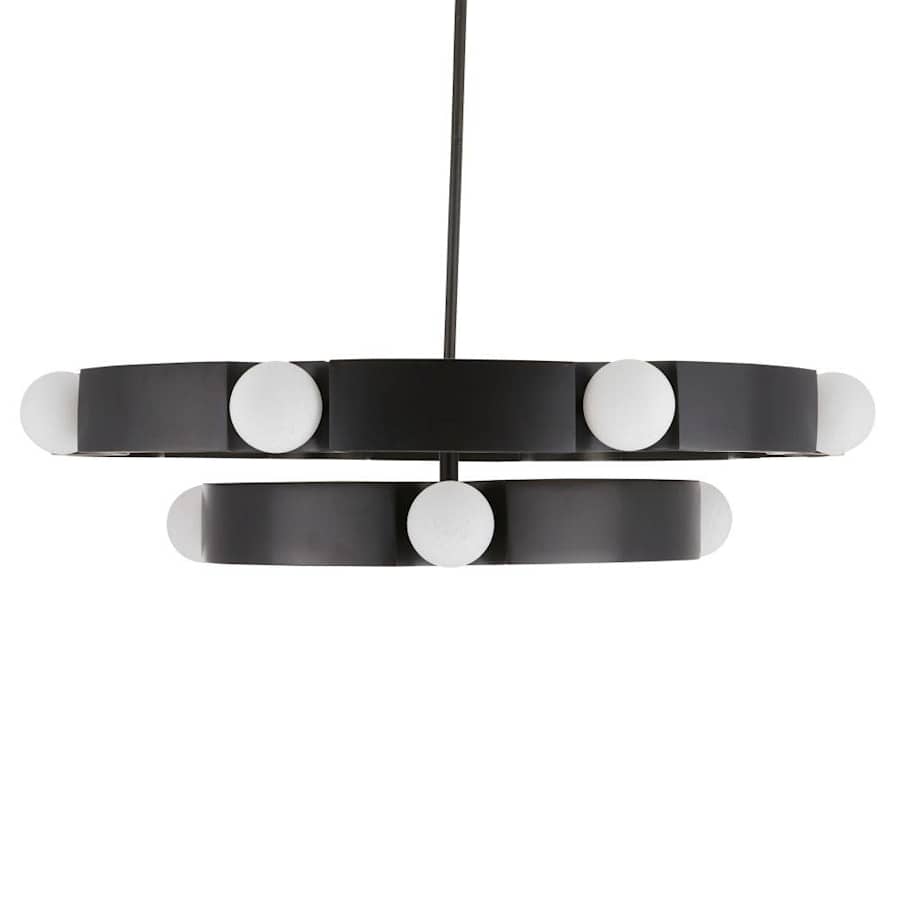 Arteriors Hans 44" Wide LED Ring Chandelier with Frosted Glass Shades