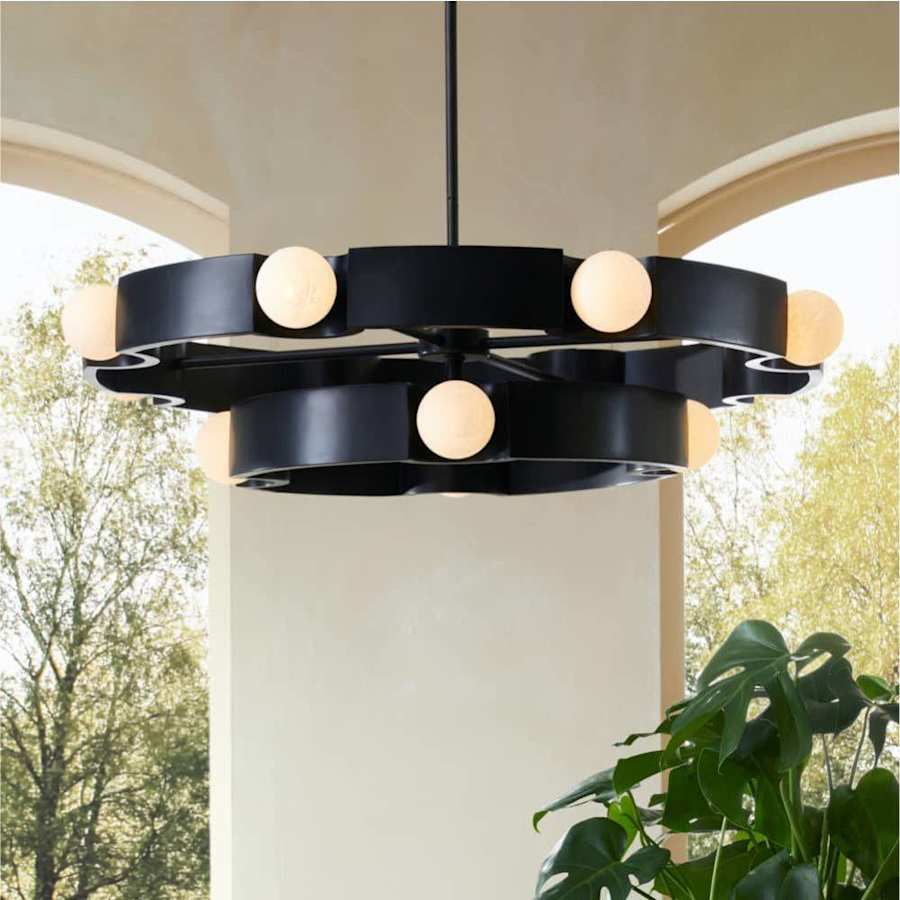 Arteriors Hans 44" Wide LED Ring Chandelier with Frosted Glass Shades