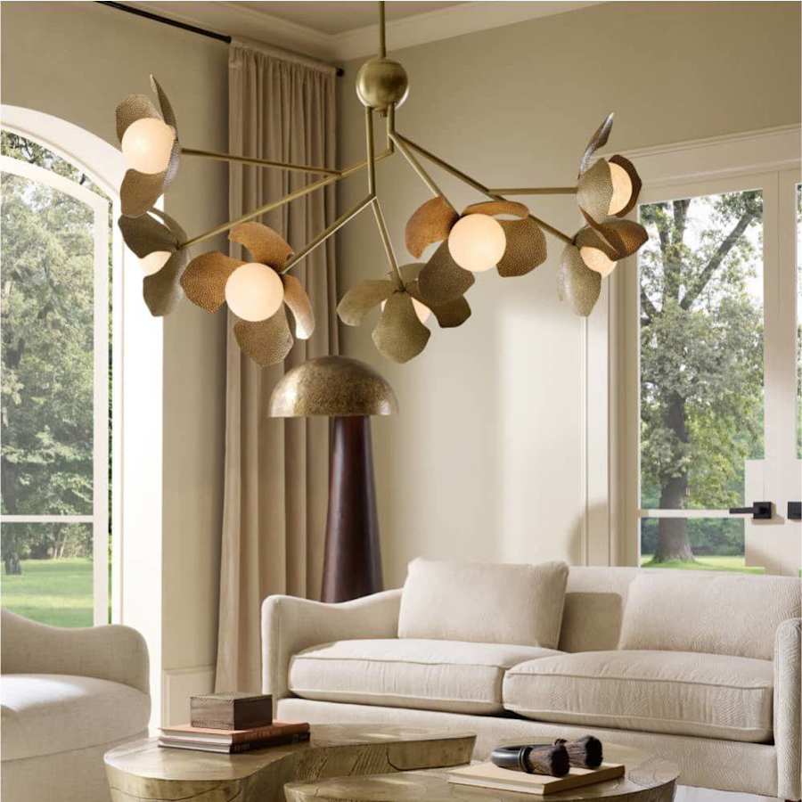 Arteriors Generosa 7 Light 57" Wide Chandelier with Hammered Iron Shades