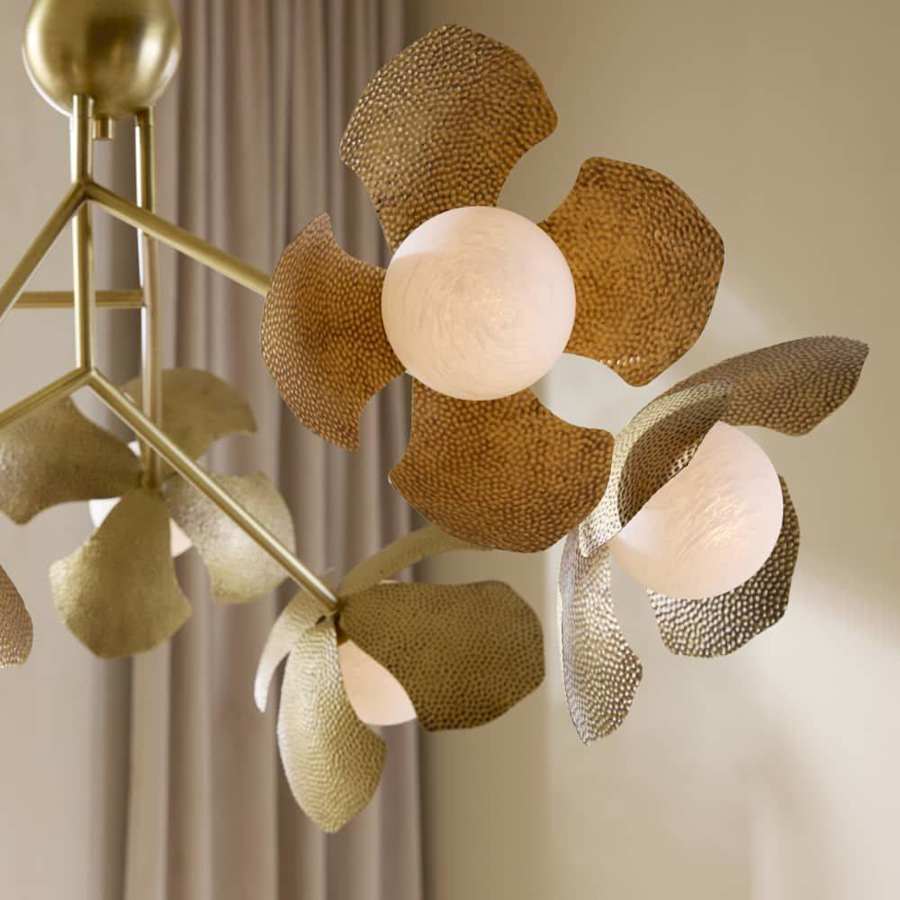 Arteriors Generosa 7 Light 57" Wide Chandelier with Hammered Iron Shades