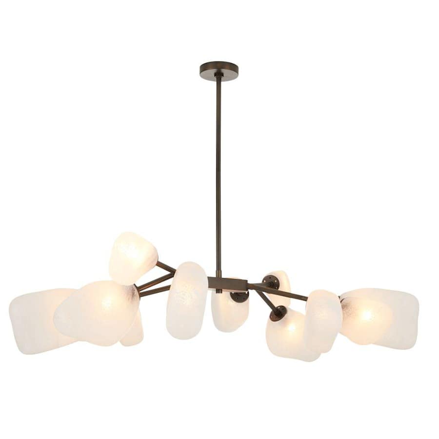 Arteriors Grozny 12 Light 44" Wide Linear Chandelier with Frosted Glass Shades