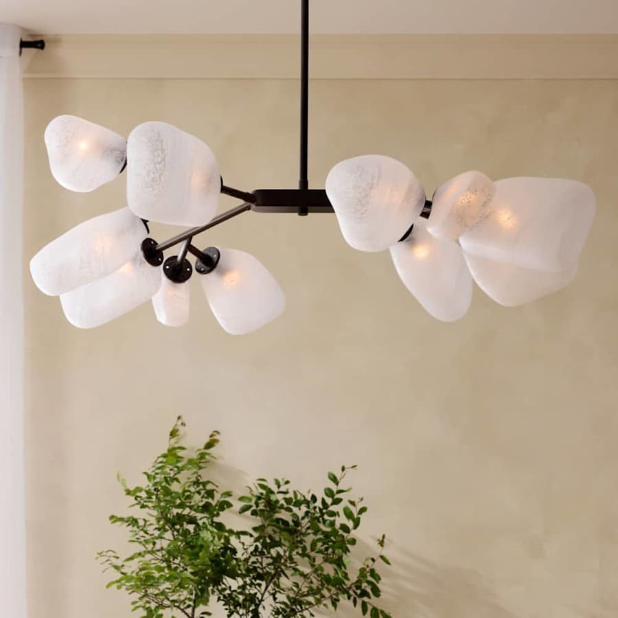 Arteriors Grozny 12 Light 44" Wide Linear Chandelier with Frosted Glass Shades
