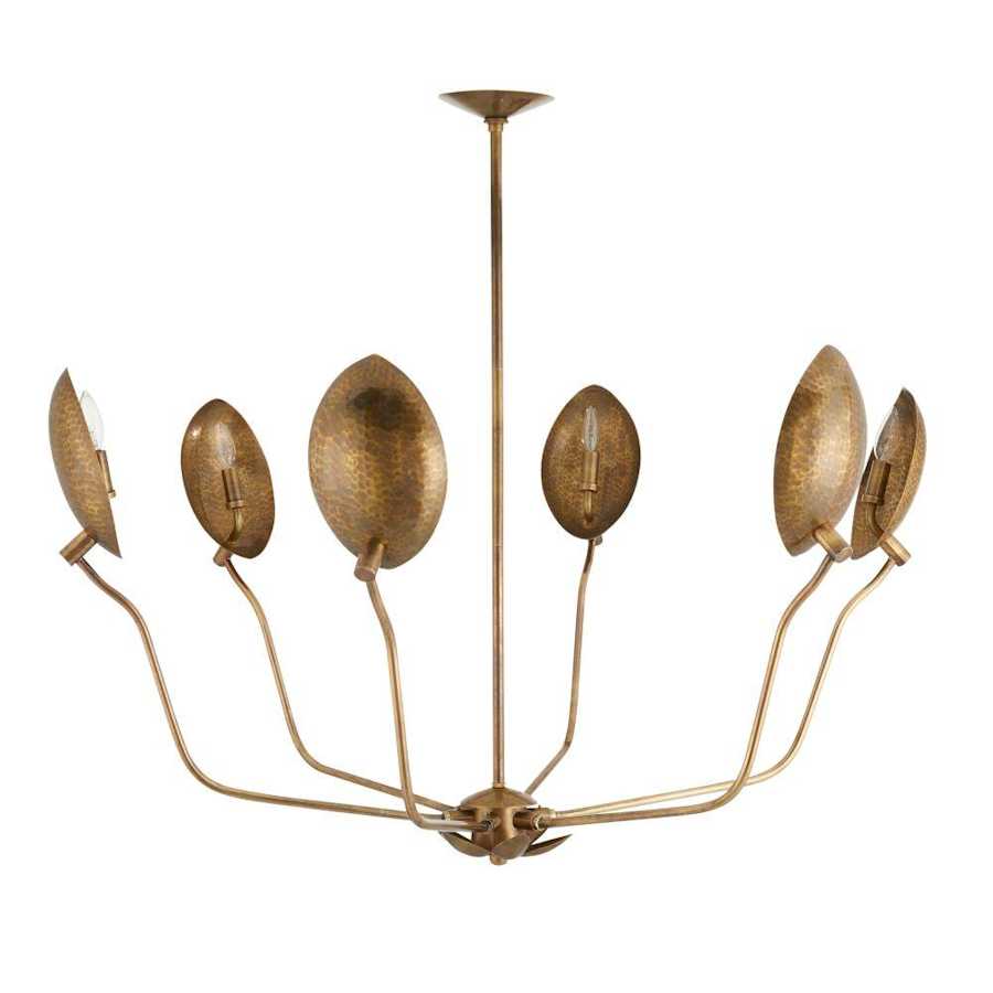 Arteriors Flores 6 Light 46" Wide Chandelier with Hammered Brass Shades